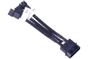 Phobya adapter 4Pin Molex 3Pin 5V/7V/12V 10cm - Fekete /87490/