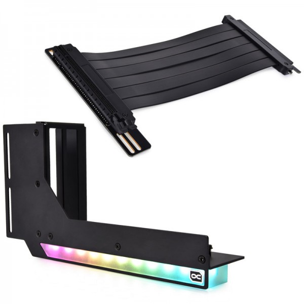 Alphacool Aurora vertikális GPU tartó + PCI-E 3.0 x16 Riser szalagkábel, 21 cm (11951)