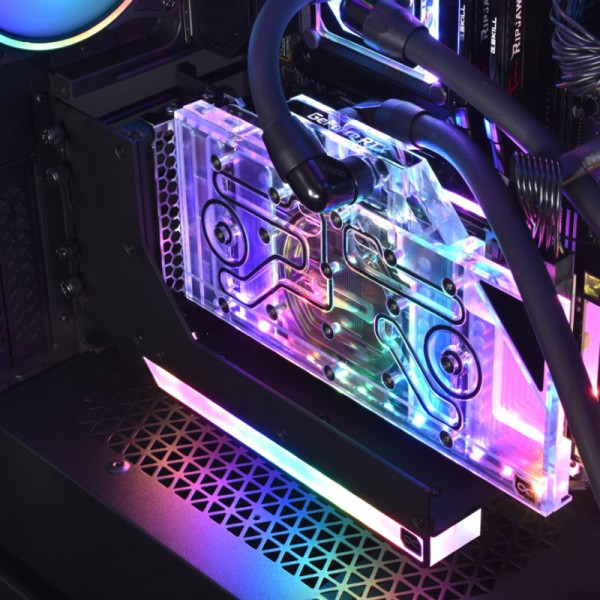 Alphacool Aurora vertikális GPU tartó + PCI-E 3.0 x16 Riser szalagkábel, 21 cm (11951)