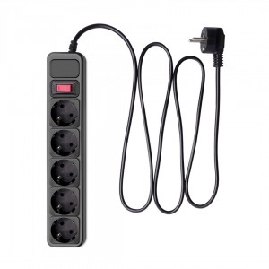 Akyga AK-SP-06A Túlfeszültségvédő Kapcsolóval 5DIN 1,8m Black /AK-SP-06A/