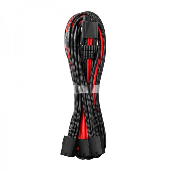 CableMod Pro ModMesh 12VHPWR 3x PCI-e hosszabbító - 45cm, fekete/piros (CM-PCAB-16P3-N45KKR-5PK-R)