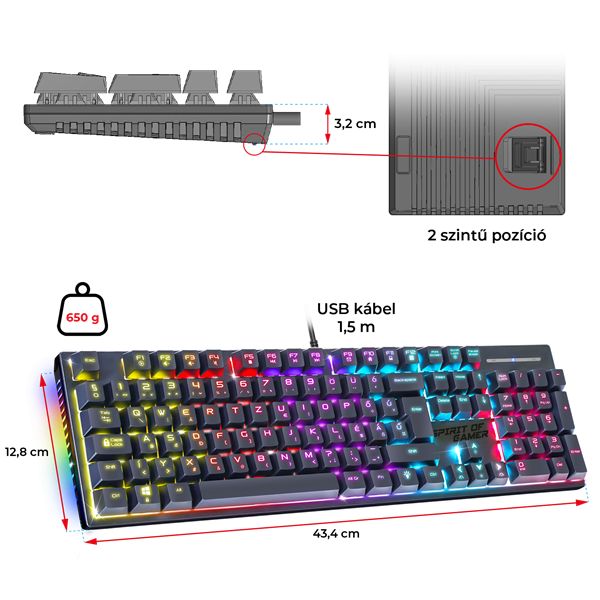 Spirit Of Gamer XPERT K250 Mechanical Keyboard Black HU (CLA-XK250BK)
