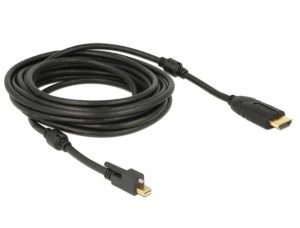DeLock Cable mini Displayport 1.2 male with screw > HDMI male 4K Active Black 5m (83732)