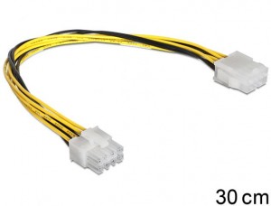 DeLock Extension Cable Power 8 pin EPS male > female 0,3m (83342)