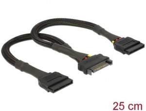 DeLock SATA 15 pin female > 2x SATA 15 pin male 25cm Power Cable (60135)