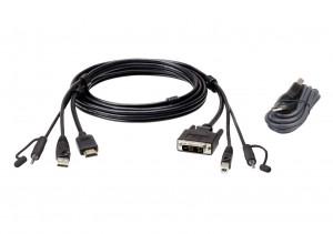 ATEN HDMI to DVI-D Secure KVM Cable Kit 1,8m Cable Black (2L-7D02DHX2)