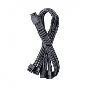 CableMod C-Series Pro ModMesh 12 V-2x6 kábel, hüvelyes, 16 tűs – 4x 8 tűs, Corsair Type 4 és 3 PSU-khoz – carbon, 60 cm (CM-PCSR-16P4-N60KC-5PK-R-SS)