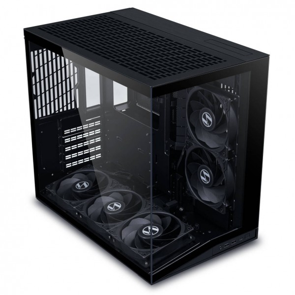 Lian Li O11 Dynamic Mini V2 Flow mini-gépház, ATX, edzett üveg - 5 db 120 mm-es ventilátorral, fekete (O11DMIV2FX)