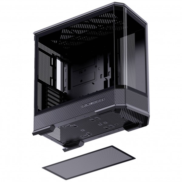 Jonsbo D400 PC-gépház, Midi Tower, ATX, edzett üveg - fekete (D400 BLACK)