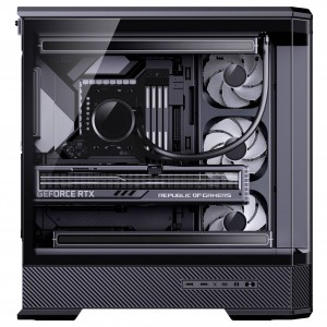 Jonsbo D400 PC-gépház, Midi Tower, ATX, edzett üveg - fekete (D400 BLACK)