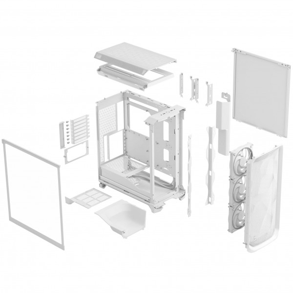 Fractal Design Meshify 3 RGB TG Clear PC-gépház, Midi-torony, E-ATX - fehér (FD-C-MES3A-07)