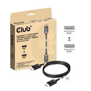 Club3D DisplayPort 2.1 Bi-Directional VESA DP80 Certified Cable 4K240Hz 8K60Hz or 10K60Hz M/M 1.6m Black (CAC-1092)