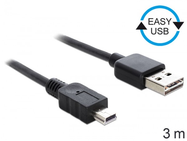 DeLock Easy-USB2.0-A male > USB 2.0 mini male 3m Black (83364)