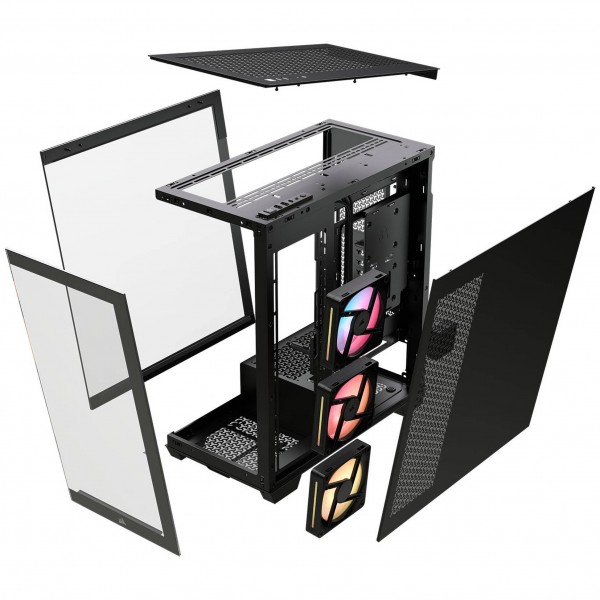 Corsair 3500X LX-R PC-ház, Midi-Tower, E-ATX, RGB, edzett üveg – fekete (CC-9011324-WW)