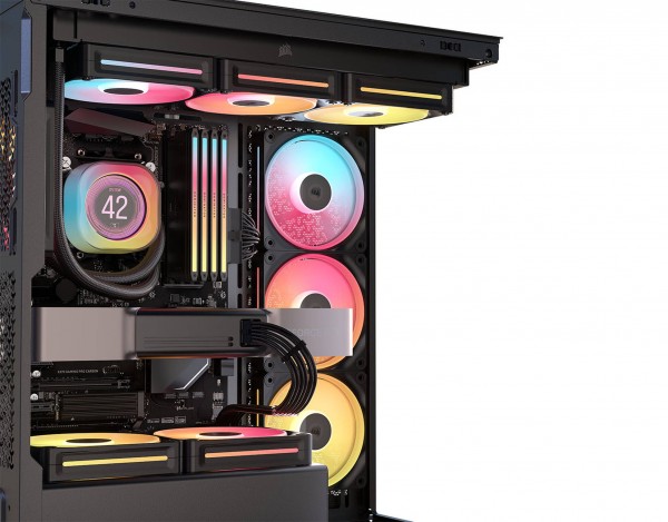Corsair 3500X LX-R PC-ház, Midi-Tower, E-ATX, RGB, edzett üveg – fekete (CC-9011324-WW)