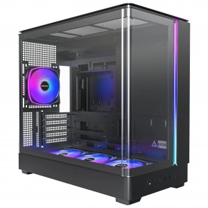 Montech KING 15 PRO PC-ház, mini ház, mATX, edzett üveg, RGB – fekete (KING 15 PRO (B))