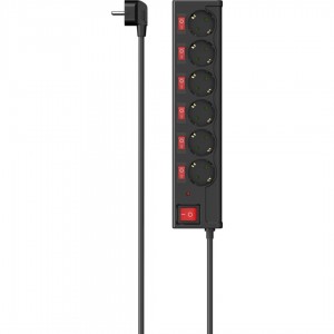 Hama Hálózati Elosztó Kapcsolóval 6DIN 1,4m Black (00223158)