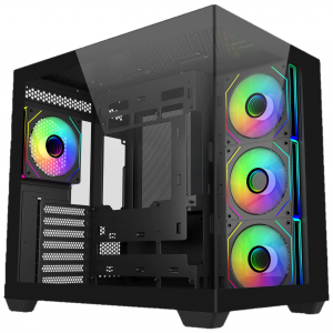 Cooler Master Elite 681 gépház, midi torony, ATX, edzett üveg, RGB - 4x 120mm ARGB ventilátorral, fekete (E681-KHNN-S00)