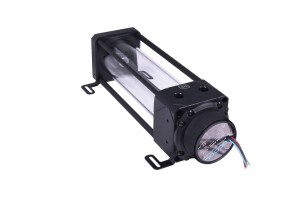 Alphacool Aurora D5 acetal/üveg kiegyenlítő tartály – 250 mm, D5 VPP655 PWM szivattyúval (13514)
