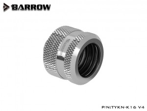 Barrow 16 mm-es merevcső-csatlakozó (fitting), G1/4, Extended Edition, ezüst (90174)