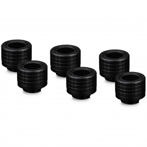 Thermal Grizzly DeltaMate fitting, sárgaréz, G1/4”-menetes – fekete, HT14, 6 darabos csomag (TG-DM-FIT-6014)