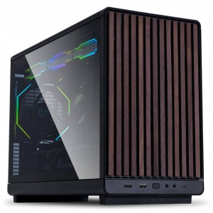 Lian Li DAN Cases A3-mATX Wood Edition számítógépház, edzett üveg, Micro-ATX - dió, fekete FELBONTOTT (A3X-WDG)