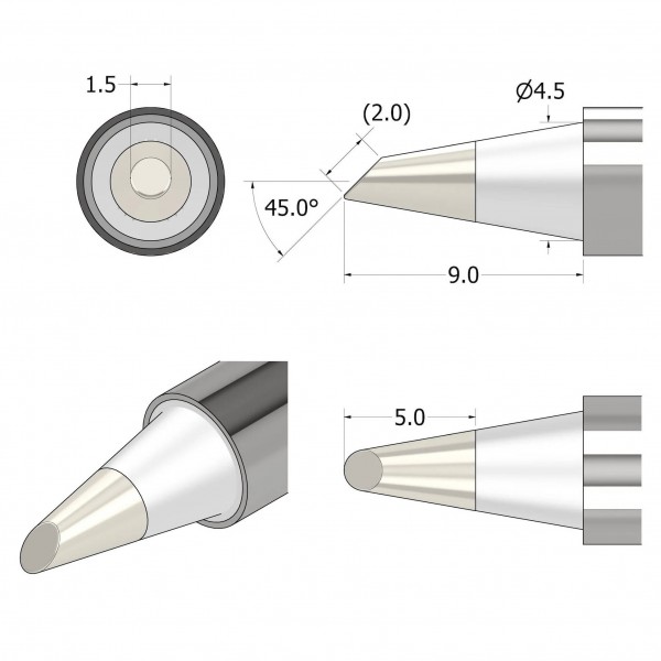 iFixit FixHub kúpos-ferde forrasztócsúcs, 1,5 mm (IF145-837-1)