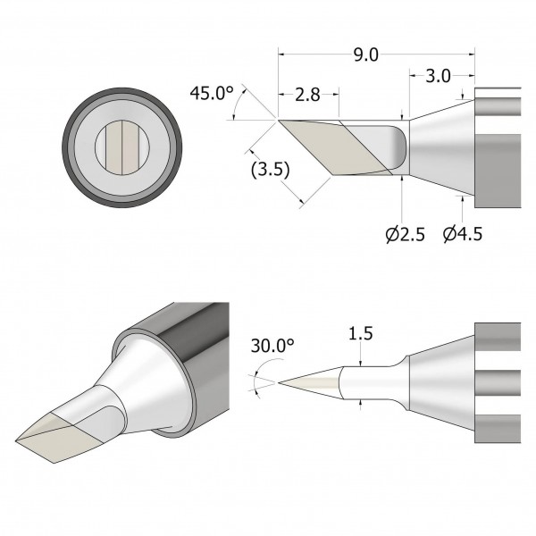 iFixit FixHub késformájú forrasztócsúcs, 2,5 mm (IF145-841-1)