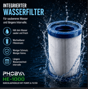 Phobya X Hailea HE-300 átfolyós hűtő pumpával és szűrővel, fehér (HE-300 WHITE 1/4HP)