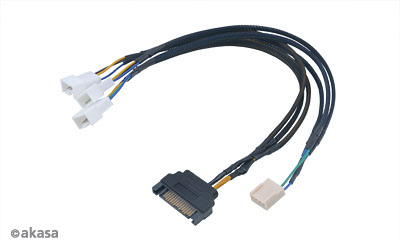 Akasa FLEXA FP3S  SATA - >3x 4pin PWM ventilátor kábel 30cm /AK-CBFA06-30/ 