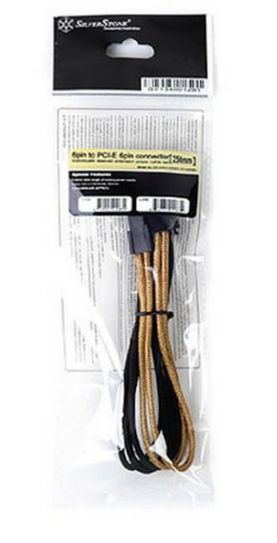 SilverStone PP07-EPS8BG, 4/8-pin EPS12V hosszabbító 30 cm, hüvelyes, fekete/arany  SST-PP07-EPS8BG / 40122