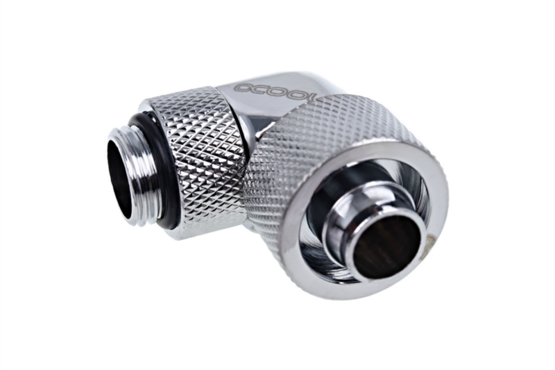 Alphacool Eiszapfen 16 / 10mm szorítógyűrűs csatlakozó 90 ° forgatható G1 / 4 - Chrome /17237/