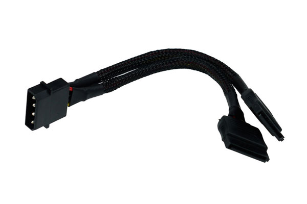 Phobya Power/SATA Y-kábel belső 4Pin Molex 2x SATA-ra - fekete 15cm /87464/
