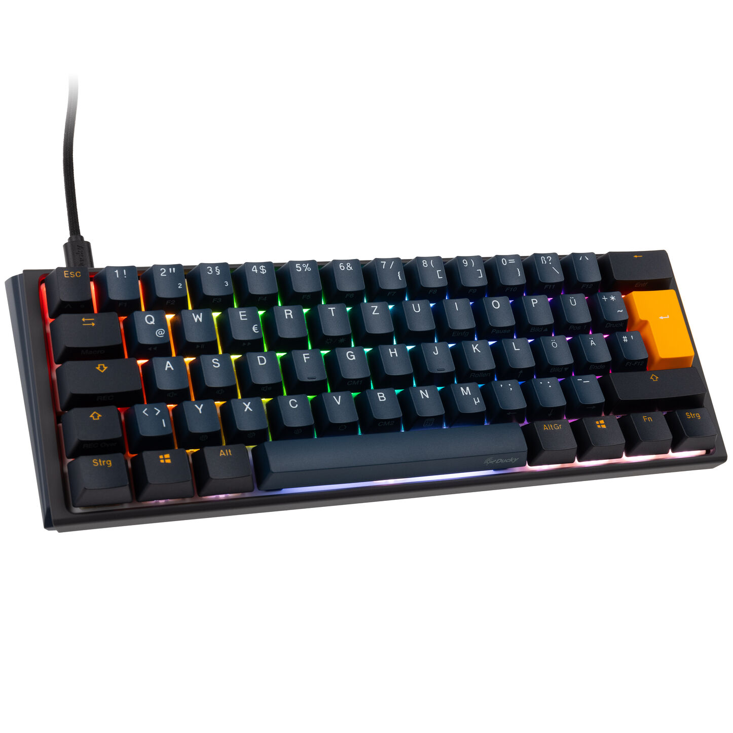 Ducky One 3 Pro Mini Nazca Line Gaming billentyűzet, mechanikus, 8000 Hz, Hot-Swap, RGB - Cherry MX2A kék, ISO (Német) (DKON2361ST-CCDEPDOENAZ001)