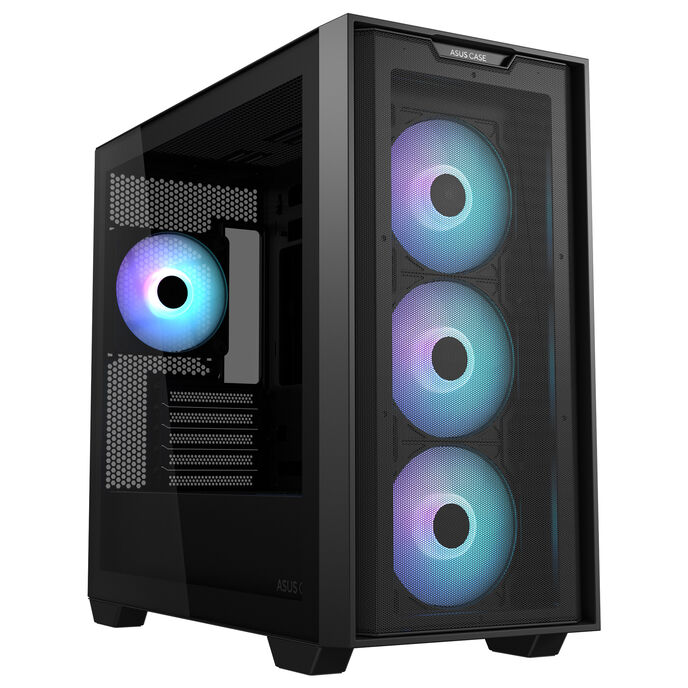 ASUS A21 PLUS ARGB Micro-ATX ház, edzett üveg - fekete (90DC00H0-B19010)