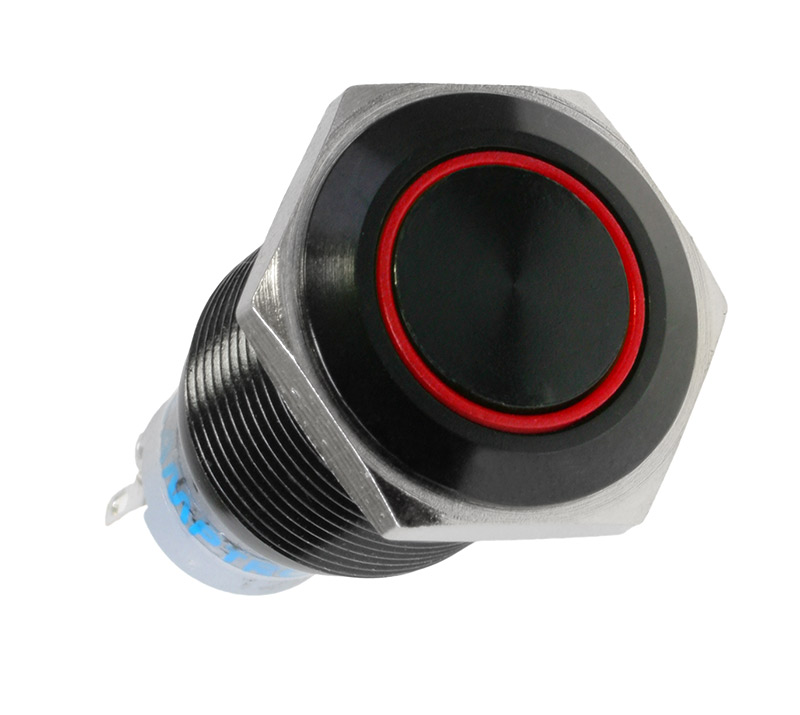 Lamptron Vandalizmus ellen védett nyomógomb 19mm - Blackline - piros (LAMP-SW1912L-H)