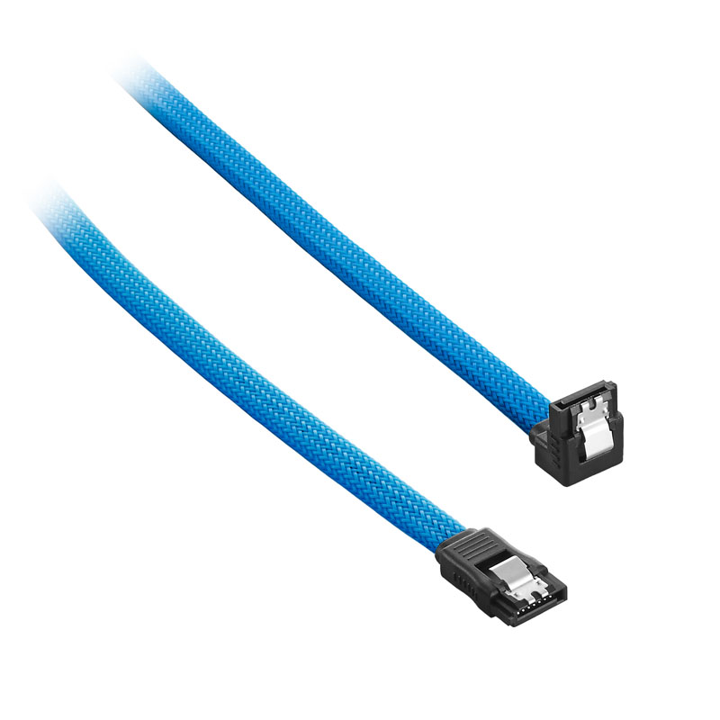 CableMod ModMesh derékszögű SATA 3 kábel 30cm - világoskék (CM-CAB-RSAT-N30KLB-R)