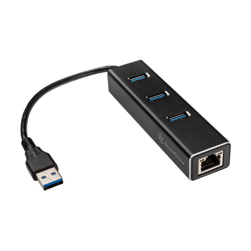 SilverStone SST-EP04 3 portos USB 3.0 elosztó Gigabit Ethernettel - fekete (SST-EP04)