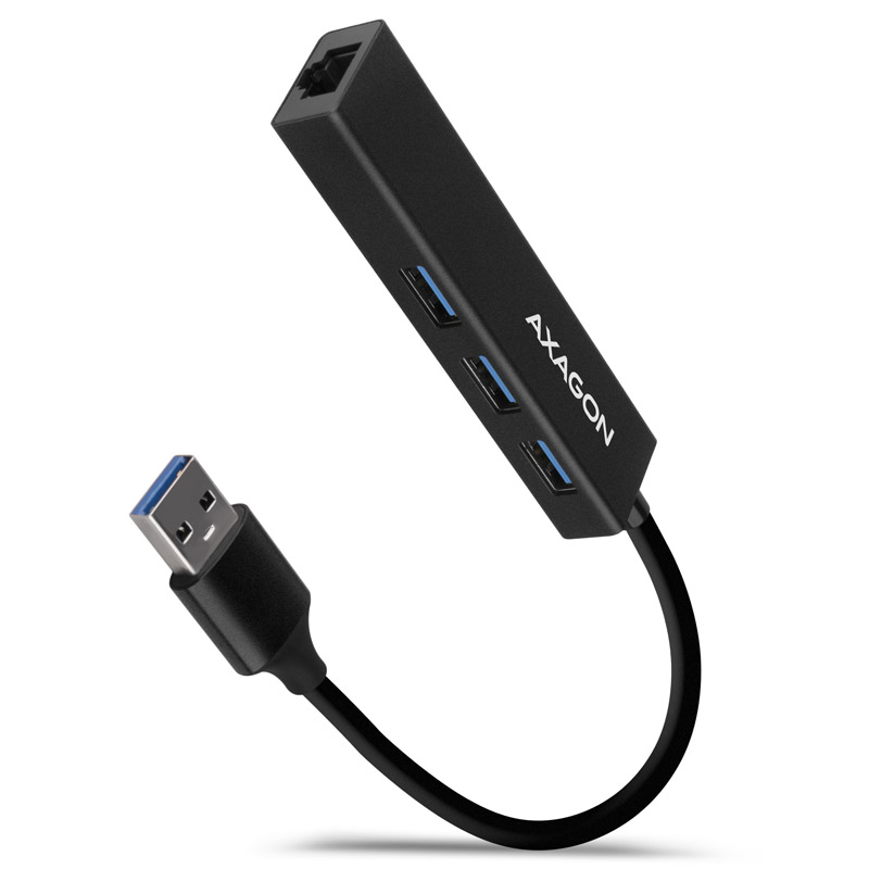 AXAGON HMA-GL3A Multiport-Hub, USB 3.0 Typ A, Gbit-LAN, 3x USB-A, microSD (HMA-GL3A)
