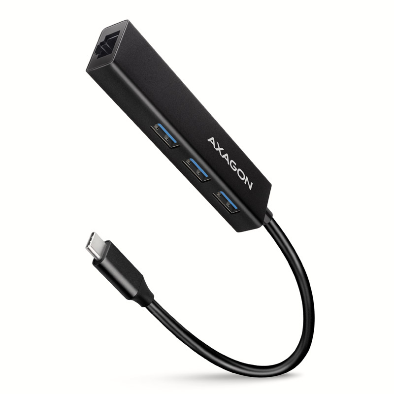 AXAGON HMC-GL3A USB-C hub, 3x USB-A, Gbit-LAN, fekete (HMC-GL3A)