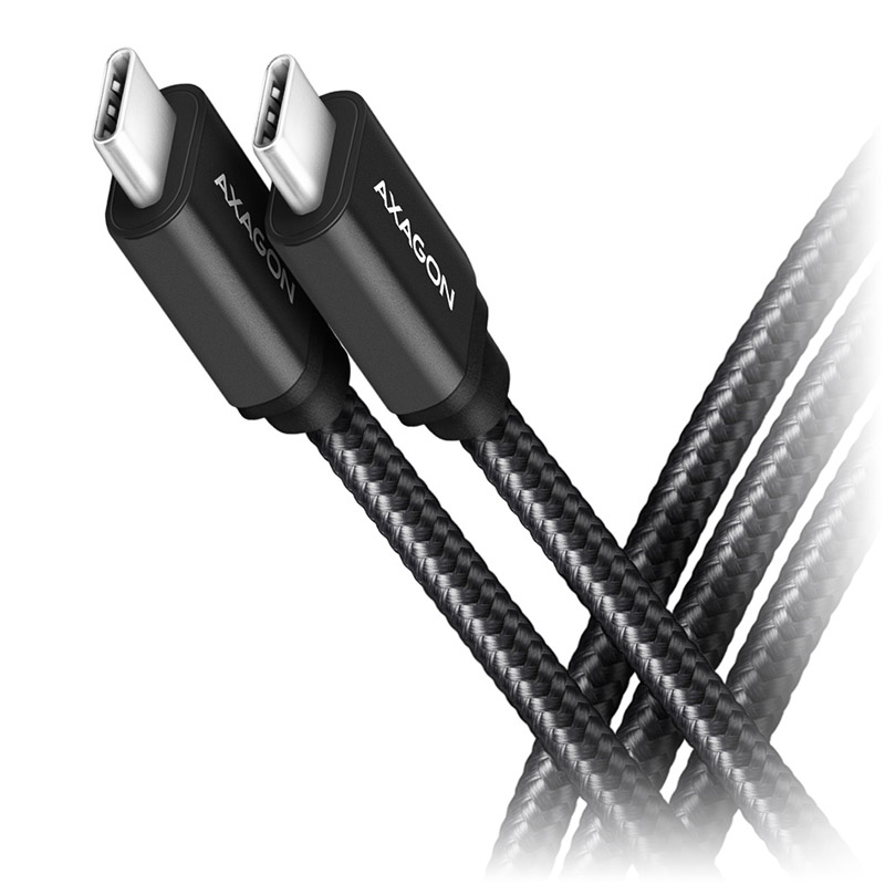 AXAGON BUCM3-CM30AB USB-C-USB-C kábel 3.2 Gen 1, 3 m, PD 60W, 3A, fonott - fekete (BUCM3-CM30AB)