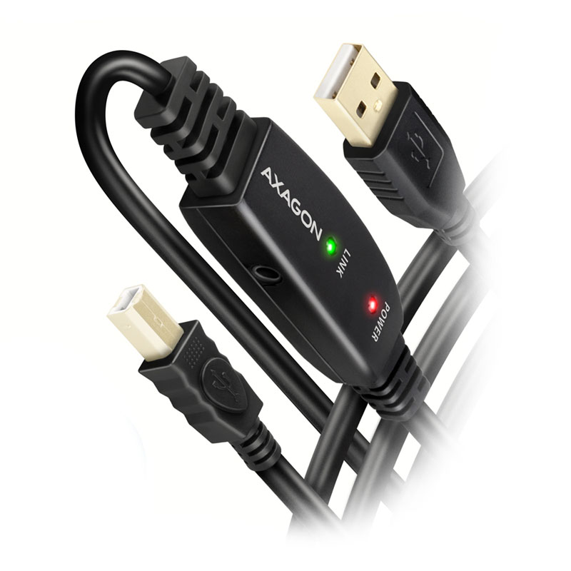  AXAGON ADR-215B aktív USB 2.0 csatlakozókábel, USB-A USB-B-re - 20m(ADR-220B)