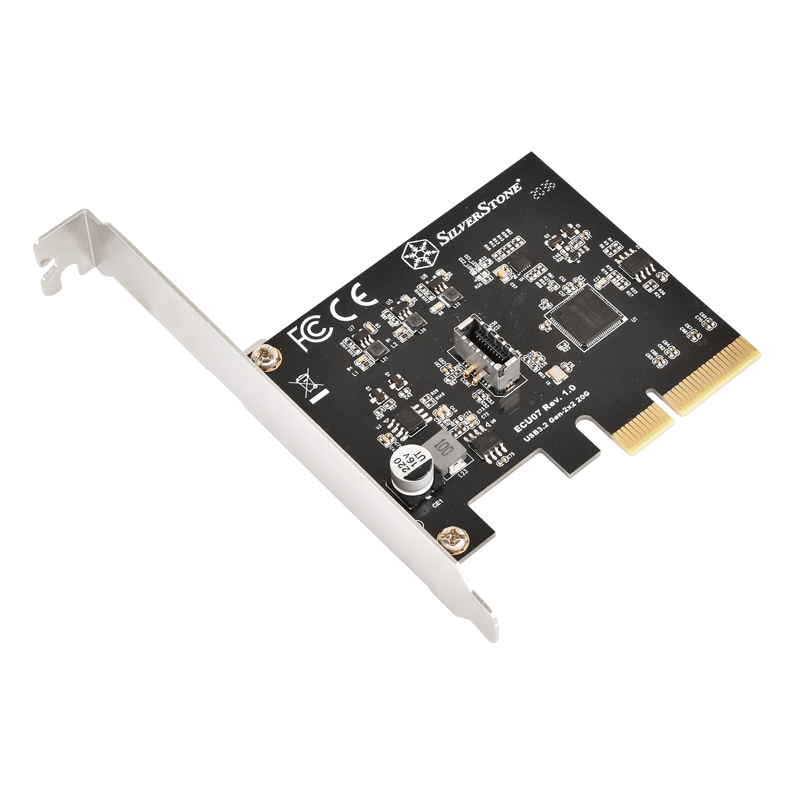Silverstone SST-ECU07 USB adapterkártya, PCIe 3.0, 1x USB-C 3.2 belső - alacsony profil (SST-ECU07)