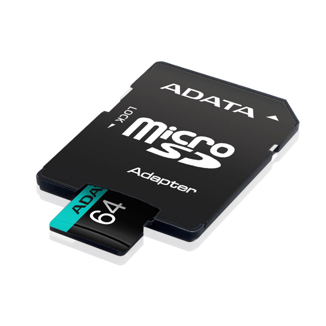 A-Data 64GB microSDXC Premier Pro Class 10 UHS-I U3 A2 V30 + adapterrel (AUSDX64GUI3V30SA2-RA1)