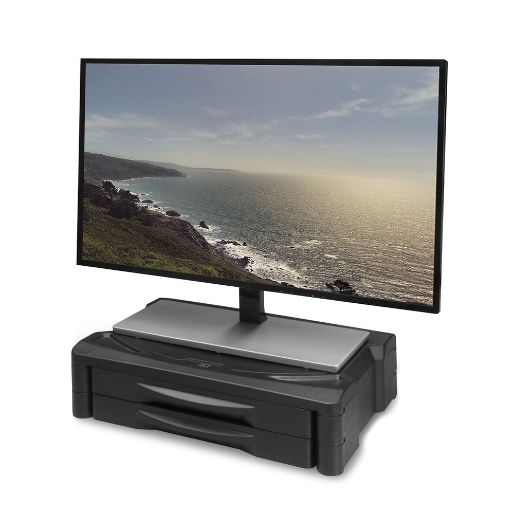 ACT AC8215 Monitor stand extra wide with two drawers adjustable height (AC8215)