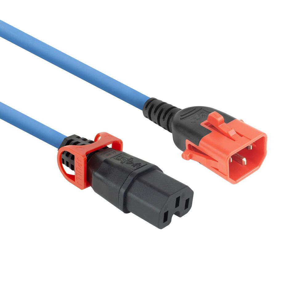 ACT PL0072 Powercord C14 IEC Lock+ Dual Locking - C15 IEC Lock+ 2m Blue (PL0072)
