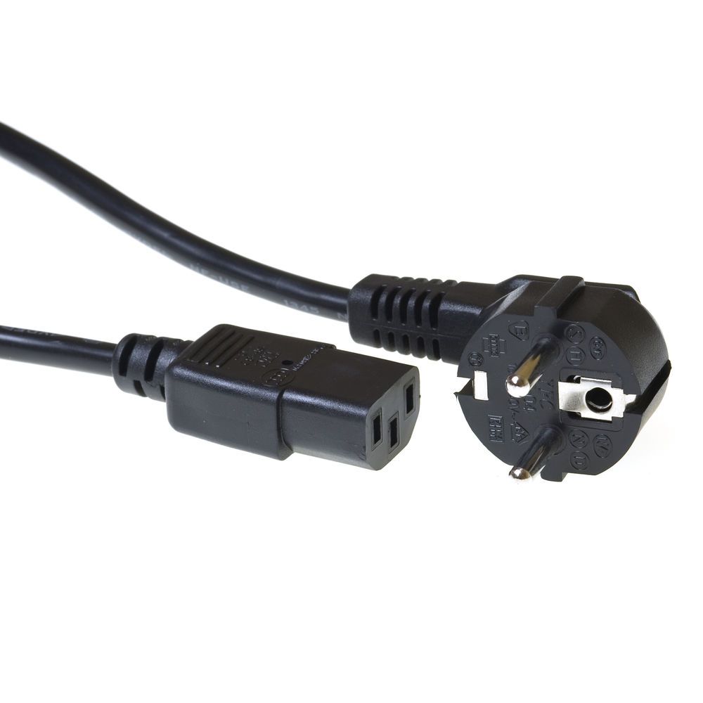 ACT Powercord mains connector Schuko CEE 7/7 male (angled) - C13 IEC 60320 10m Black (AK5127)