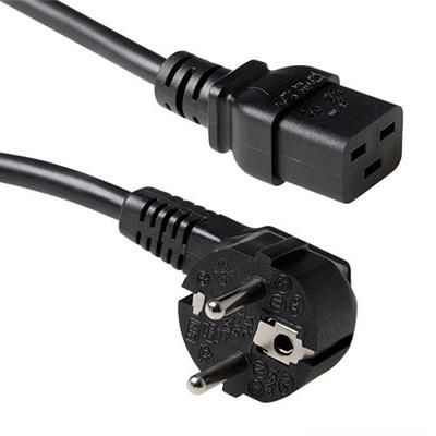 ACT Powercord mains connector Schuko CEE 7/7 male (angled) - C19 IEC 60320 1,2m Black (AK5184)