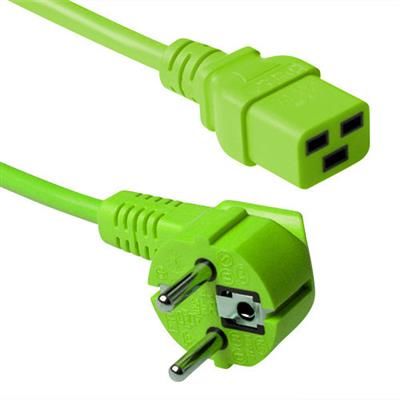 ACT Powercord mains connector Schuko CEE 7/7 male (angled) - C19 IEC 60320 1,8m Green (AK5177)