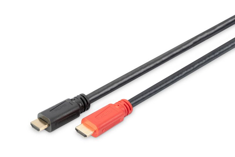 Assmann HDMI High Speed connection cable with Ethernet and signal amplifier 15m Black/Red (AK-330118-150-S)